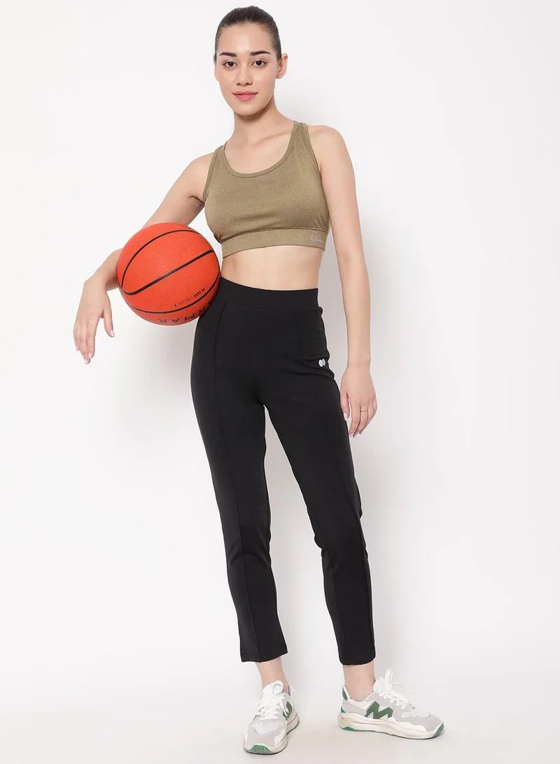 كلوفيا Snug Fit High-Rise Active Straight Pants in Black